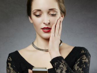 Shocked look from friend request on phone